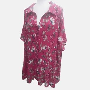 Only Necessities button-down flowered blouse size 3X